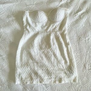 White Coquette Eyelet Strapless Dress